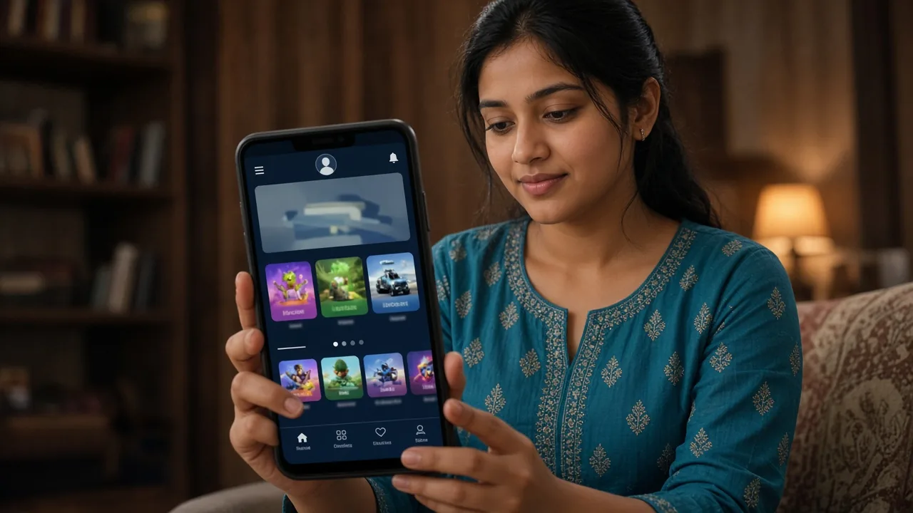 Indian woman enters Diwa Wow mobile lobby after installation